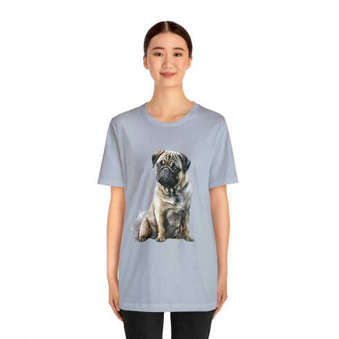 Loving Pug in Watercolor - Short Sleeve Tee